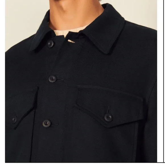 Sandro Men's linen cotton shirt overshirt jacket button down